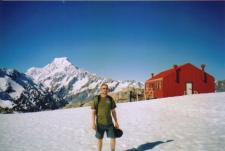 Photo of Mueller Hut, Mount Cook, and myself